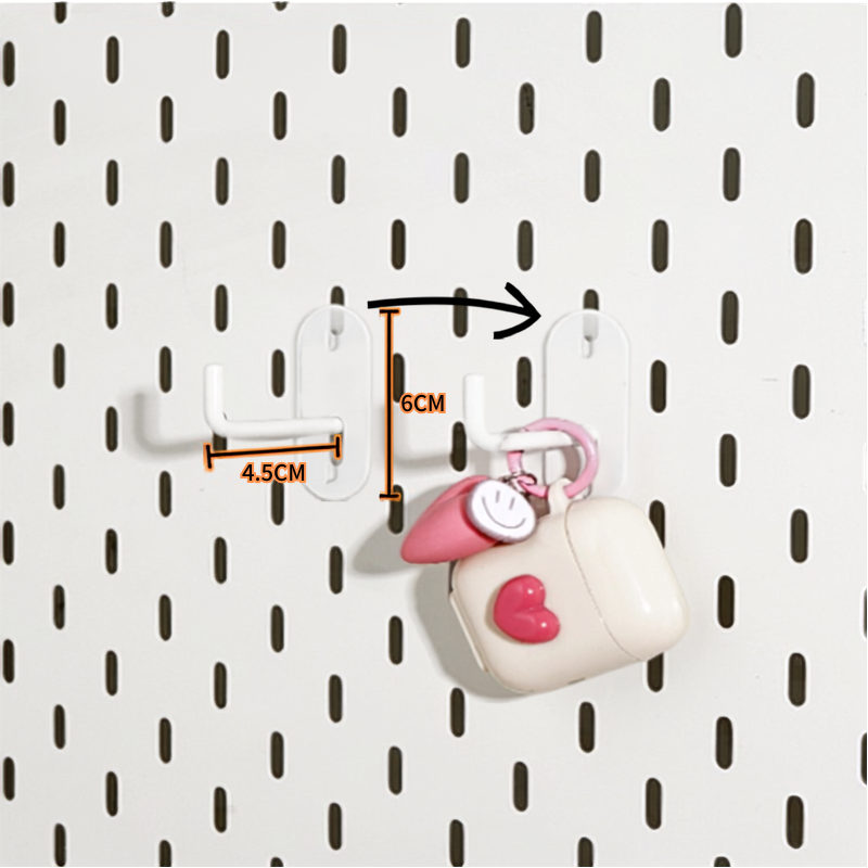 Ganchos en L Tablero Perforado Metálico – Pack 10 · Salida 5 y 10cm | Blanco