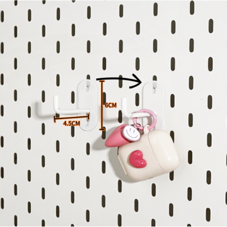 Ganchos en L Tablero Perforado Metálico – Pack 10 · Salida 5 y 10cm | Blanco