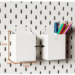 Portaútiles Portalápices Tablero Perforado Metálico – Cubo | Blanco