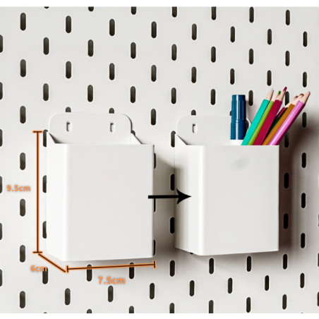 Portaútiles Portalápices Tablero Perforado Metálico – Cubo | Blanco