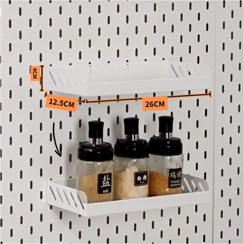 Bandeja con Laterales para Tablero Perforado Metálico – 26cm | Blanco